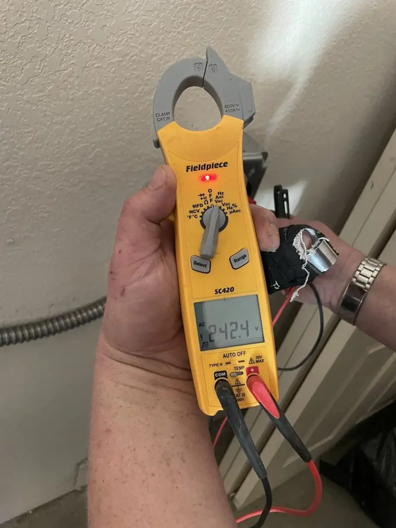 Voltage testing with clamp meter during Generator Installation in East Windsor
